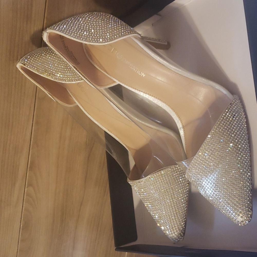 BCBG Silver Rhinestone Heels